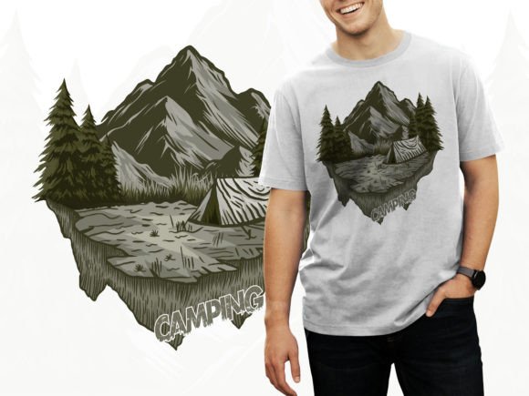 Assessing a Vintage Mountain Camping Graphic for T-Shirt Designs