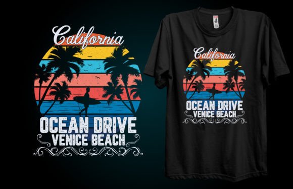 California Ocean Drive Venice Beach Graphics for T-Shirt Designs