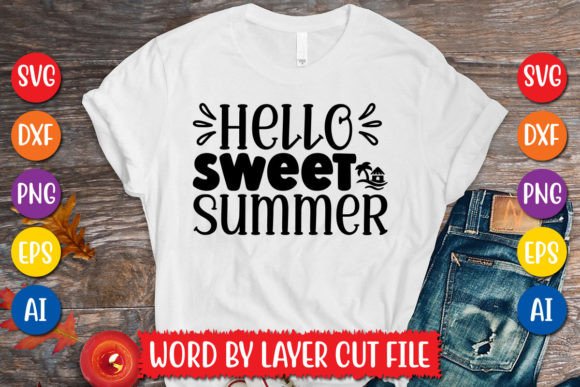 Hello Sweet Summer SVG Design for Graphics & T-Shirt Designs